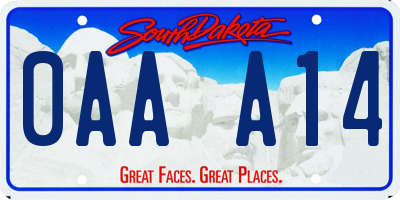 SD license plate 0AAA14