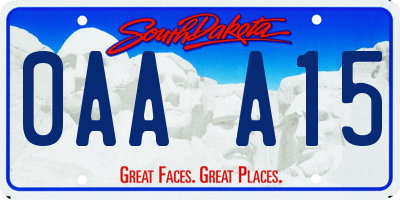 SD license plate 0AAA15