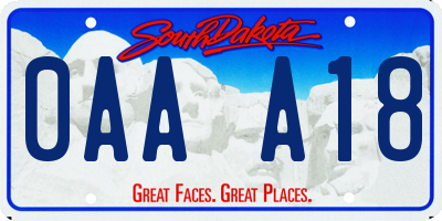 SD license plate 0AAA18