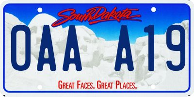 SD license plate 0AAA19