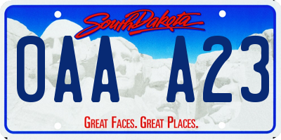 SD license plate 0AAA23