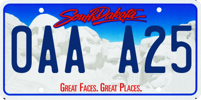 SD license plate 0AAA25