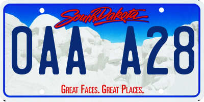 SD license plate 0AAA28