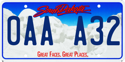 SD license plate 0AAA32