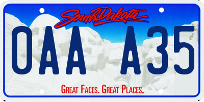 SD license plate 0AAA35