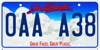 SD license plate 0AAA38