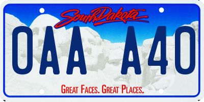 SD license plate 0AAA40