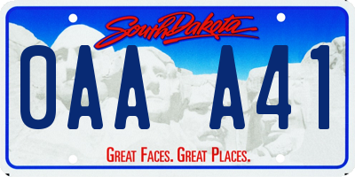 SD license plate 0AAA41