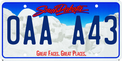 SD license plate 0AAA43