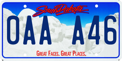 SD license plate 0AAA46