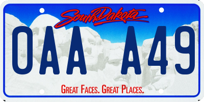 SD license plate 0AAA49