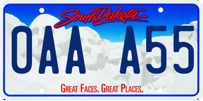 SD license plate 0AAA55