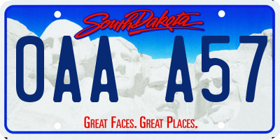 SD license plate 0AAA57