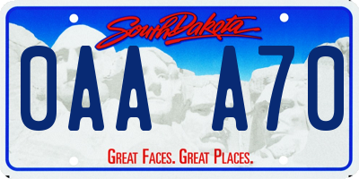 SD license plate 0AAA70