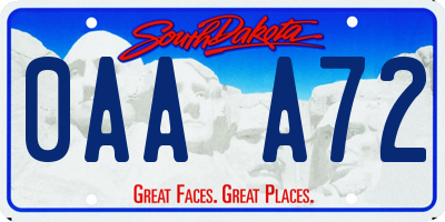 SD license plate 0AAA72