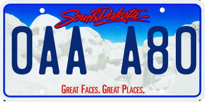 SD license plate 0AAA80