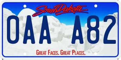 SD license plate 0AAA82