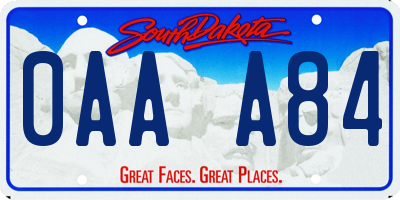 SD license plate 0AAA84