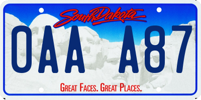 SD license plate 0AAA87