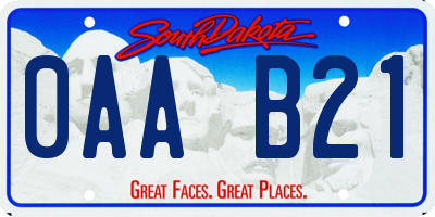 SD license plate 0AAB21