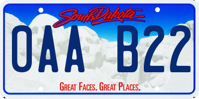 SD license plate 0AAB22