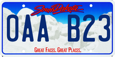 SD license plate 0AAB23