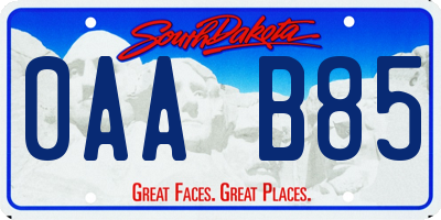 SD license plate 0AAB85