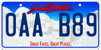 SD license plate 0AAB89