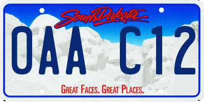 SD license plate 0AAC12