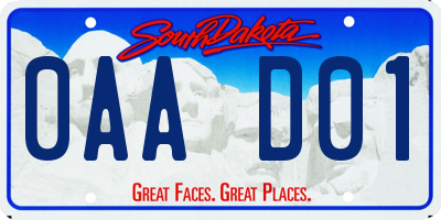 SD license plate 0AAD01