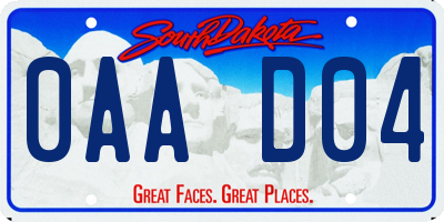 SD license plate 0AAD04