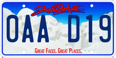SD license plate 0AAD19
