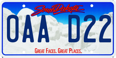 SD license plate 0AAD22