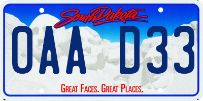 SD license plate 0AAD33