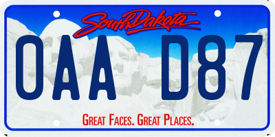 SD license plate 0AAD87