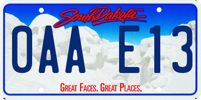 SD license plate 0AAE13