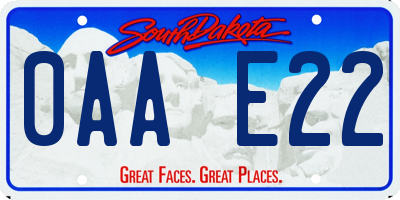 SD license plate 0AAE22