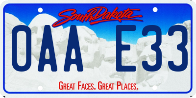 SD license plate 0AAE33