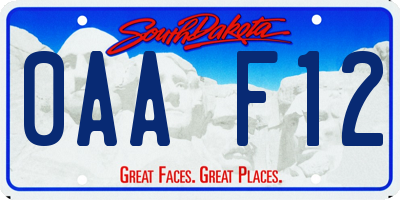 SD license plate 0AAF12