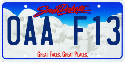 SD license plate 0AAF13