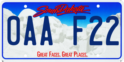 SD license plate 0AAF22