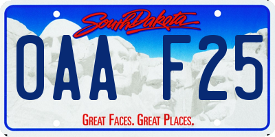 SD license plate 0AAF25