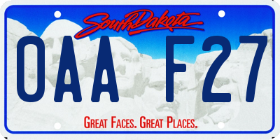 SD license plate 0AAF27