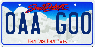 SD license plate 0AAG00