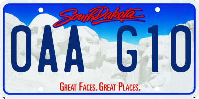 SD license plate 0AAG10