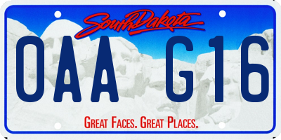 SD license plate 0AAG16