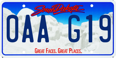 SD license plate 0AAG19