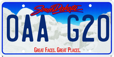 SD license plate 0AAG20