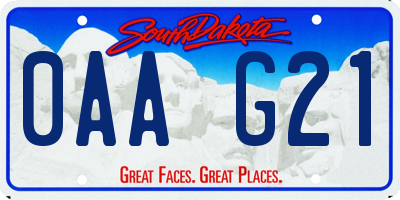 SD license plate 0AAG21