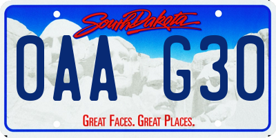 SD license plate 0AAG30